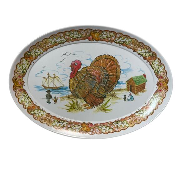 Brookpark‎ Lg Thanksgiving Turkey Platter Oval Serving Tray Melamine 21" Harvest - Picture 1 of 9